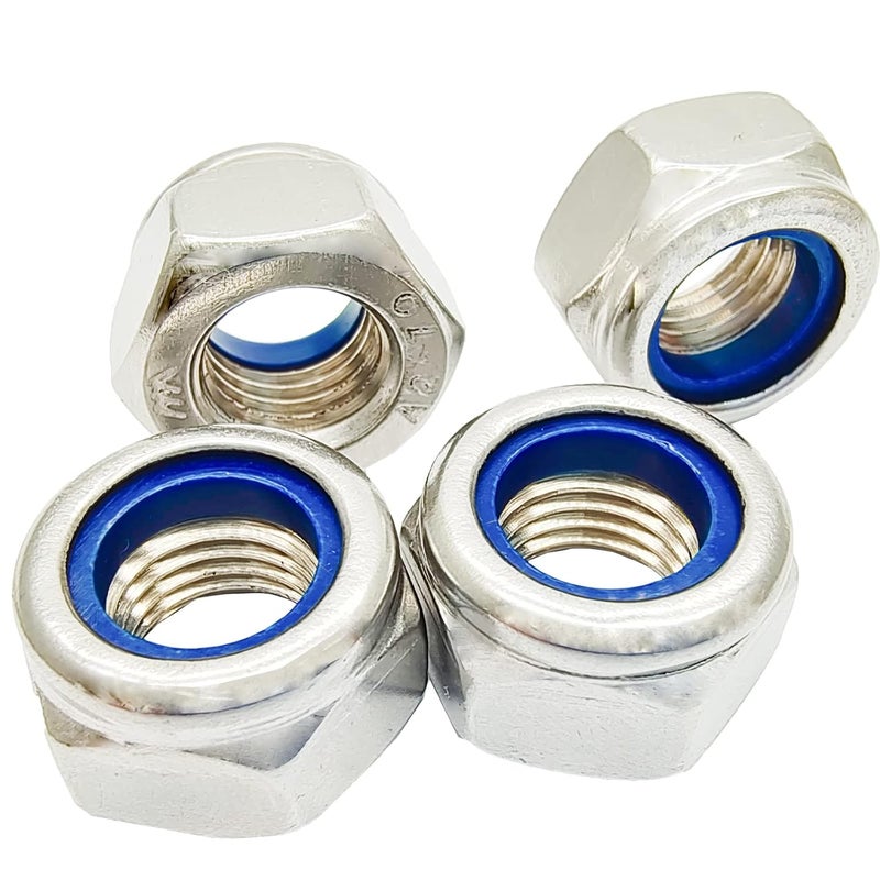 DGZ 5Pcs M12 x 1.5mm Metric Fine Thread Nylon Insert Lock Nuts, 304 Stainless Steel Non-Slip Self-Locking Nut, Silver - Image 4